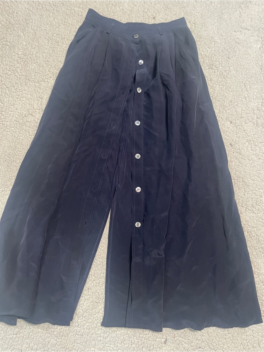 Vintage vittadini 100% silk Blue Button-Front Maxi Skirt